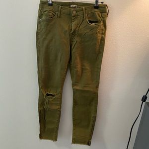 Mother Denim Looker Zip Fray in Green
